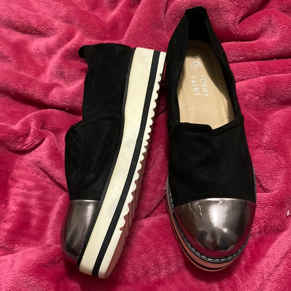 Jenny Fairy thick sole metallic detail toe slip on fabric loafers EU 37 US 6.5